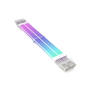 Ant Esports Neon Glow 8PIN x 2 ARGB PSU 18AWG Cable Extensions, 5V 3Pin Addressable ARGB Power Extension Cable for PCIe 2 * 8 PIN Connector, 300mm, White