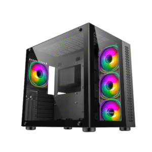 Ant Esports Crystal Dual-Chamber ARGB Gaming Cabinet – Black