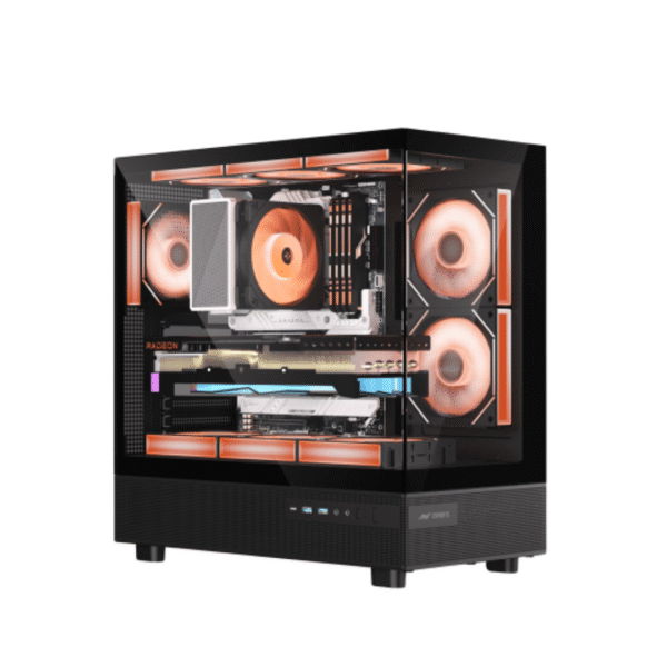 Ant Esports Crystal X6 ATX Computer Case/Gaming Cabinet with Type-C – Black