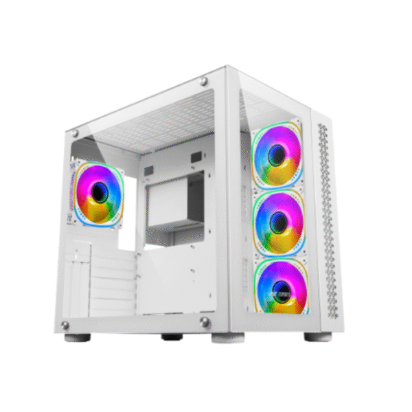 Ant Esports Crystal Dual-Chamber ARGB Gaming Cabinet – White