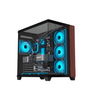 Ant Esports Crystal Wood ATX Computer Case/Gaming Cabinet with Type-C – Black