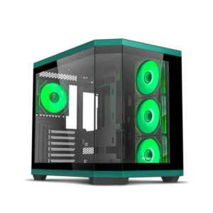 Ant Esports Crystal X11 Mid-Tower High End Gaming Cabinet – Green Black with Pre-Installed 4 x 120 mm ARGB Fans