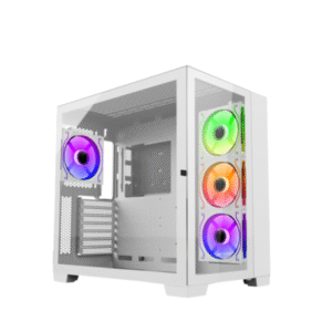 Ant Esports Crystal XL Dual-Chamber ARGB Gaming Cabinet With Fans – White
