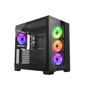 Ant Esports Crystal XL Dual-Chamber ARGB Gaming Cabinet With Fans – Black